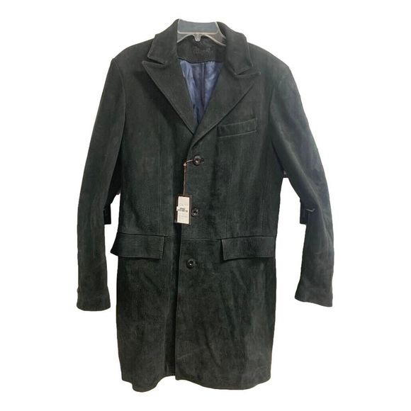 Bruno Magli Dark Grey Long Leather Suede jacket Size 40 NEW with tags